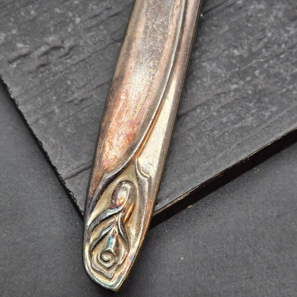 Vintage Silver-Plated Serving Spoon Ornate Gold Wash International HS269 - Picture 4 of 7